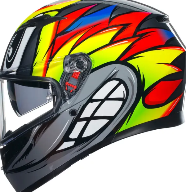 AGV K3 2023 Birdy 2.0 Grey/Yellow/Red> Integraalhelmen|Helmen Met Zonnevizier