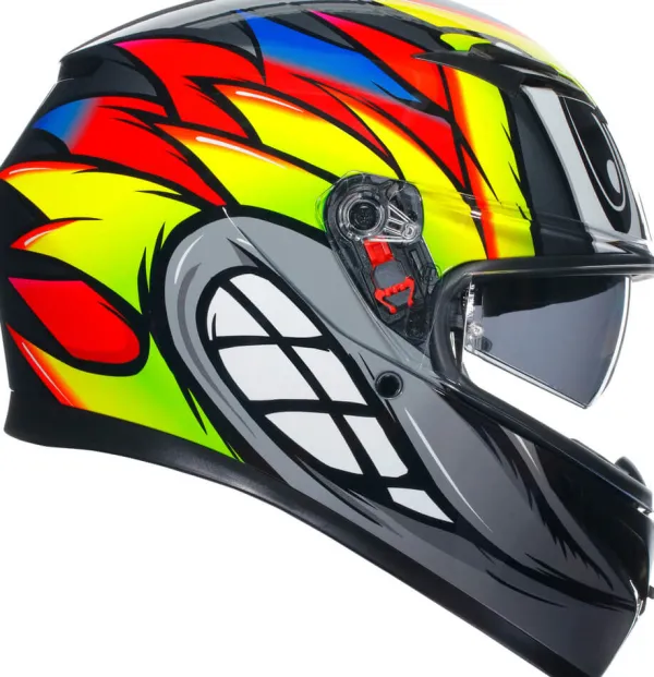 AGV K3 2023 Birdy 2.0 Grey/Yellow/Red> Integraalhelmen|Helmen Met Zonnevizier