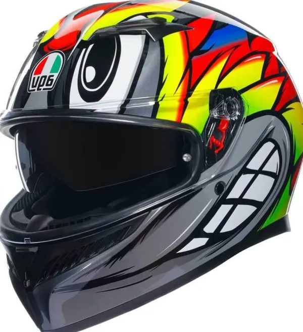 AGV K3 2023 Birdy 2.0 Grey/Yellow/Red> Integraalhelmen|Helmen Met Zonnevizier
