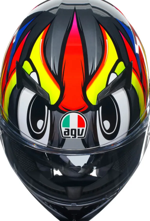 AGV K3 2023 Birdy 2.0 Grey/Yellow/Red> Integraalhelmen|Helmen Met Zonnevizier