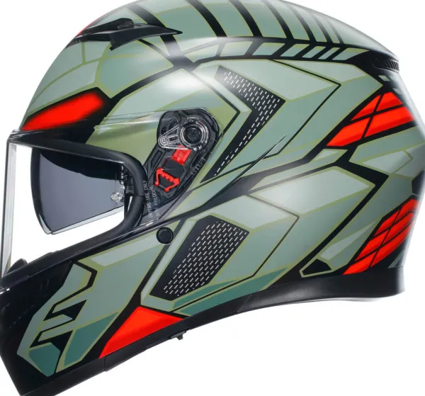 AGV K3 2023 Decept Matt Black/Green/Red> Integraalhelmen|Helmen Met Zonnevizier