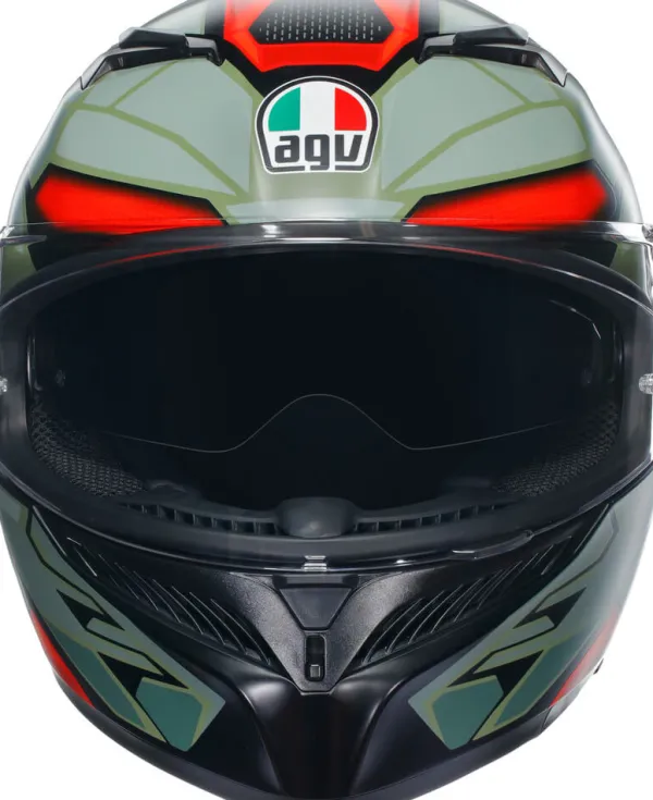 AGV K3 2023 Decept Matt Black/Green/Red> Integraalhelmen|Helmen Met Zonnevizier