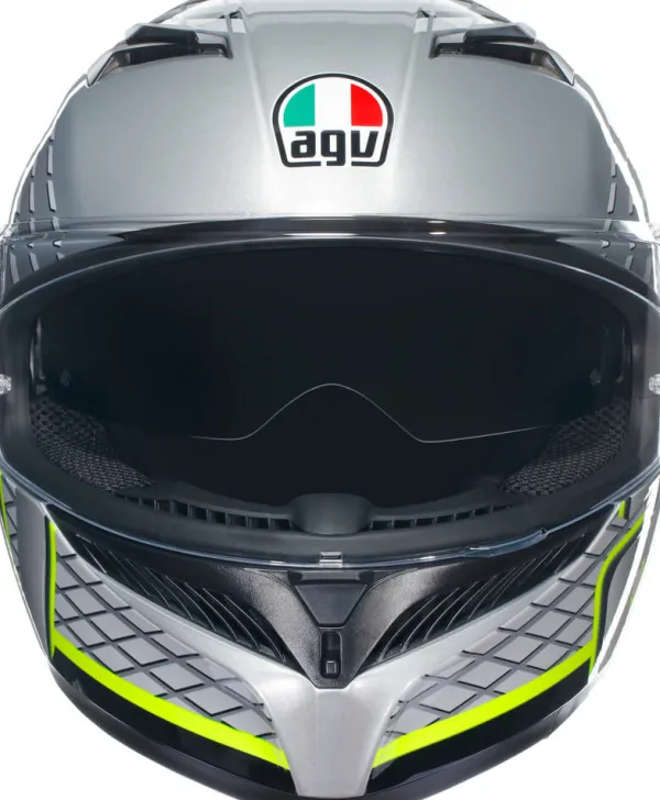 AGV K3 2023 Fortify Grey/Black/Yellow Fluo> Integraalhelmen|Helmen Met Zonnevizier