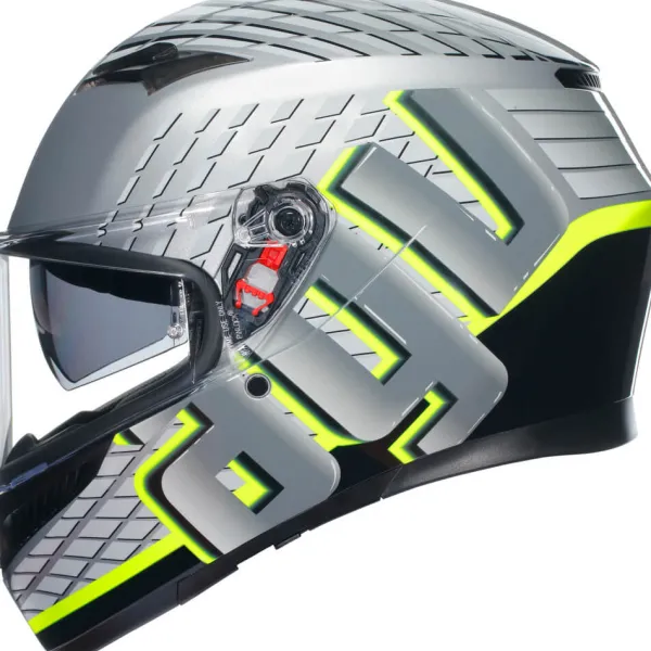 AGV K3 2023 Fortify Grey/Black/Yellow Fluo> Integraalhelmen|Helmen Met Zonnevizier