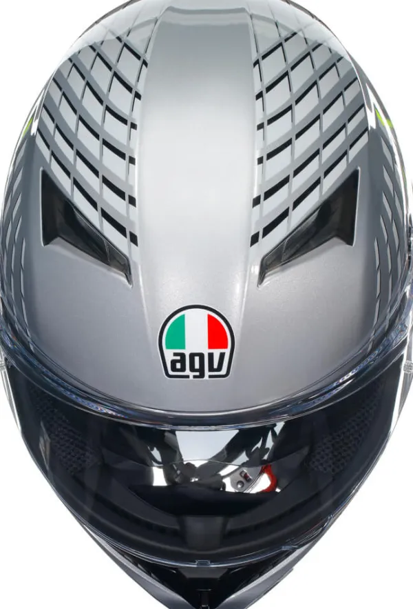 AGV K3 2023 Fortify Grey/Black/Yellow Fluo> Integraalhelmen|Helmen Met Zonnevizier