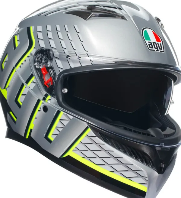 AGV K3 2023 Fortify Grey/Black/Yellow Fluo> Integraalhelmen|Helmen Met Zonnevizier