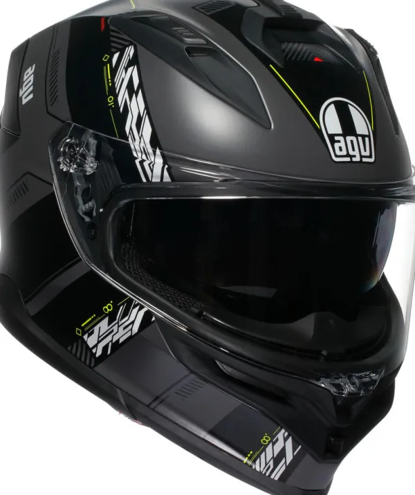 AGV K7 Kyber Matt Grey/Yellow Fluo> Integraalhelmen|Helmen Met Zonnevizier