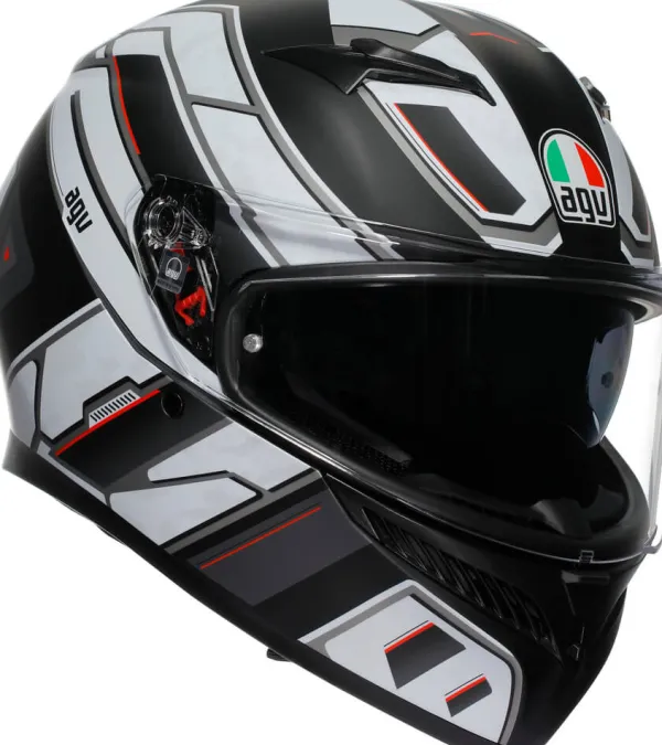 AGV K3 2023 Rivia Matt Black/White> Integraalhelmen|Helmen Met Zonnevizier