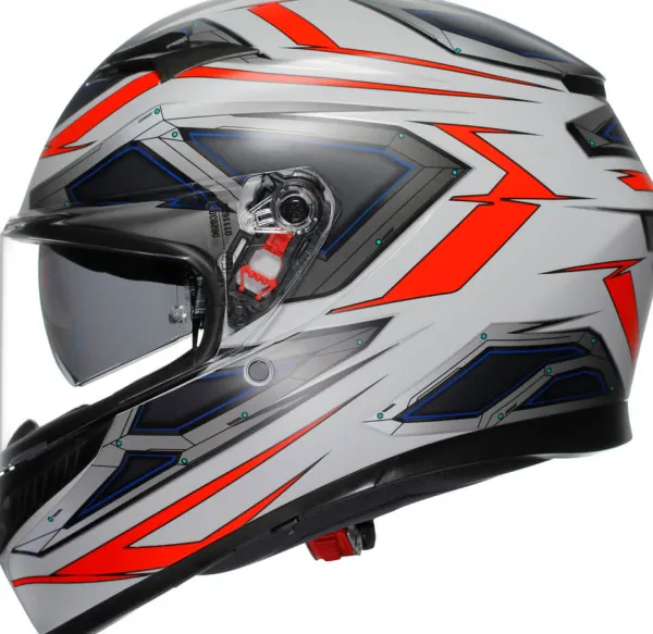 AGV K3 2023 Space Matt White/Red Fluo> Integraalhelmen|Helmen Met Zonnevizier