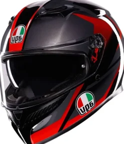 AGV K3 2023 Striga Black/Grey/Red 018> Integraalhelmen|Helmen Met Zonnevizier