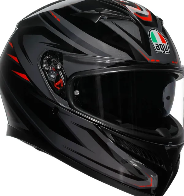 AGV K3 2023 Syth Black/Red> Integraalhelmen|Helmen Met Zonnevizier