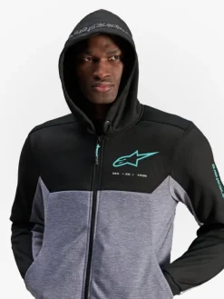 Alpinestars Chrome V2 Sport Motorhoodie Black Gray Heather Turquoise 1475><noscript><img width=