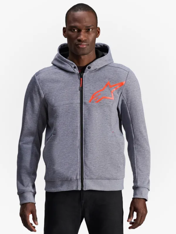 Alpinestars Chrome V2 Sport Motorhoodie Gray Heather Red Fluo 9199> Motorhoodies|Motorjassen