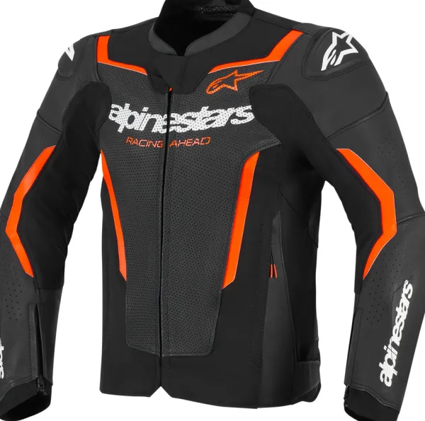 Alpinestars Gp Force V2 Leather Airflow Motorjas Black Red Fluo 1030> Motorjassen