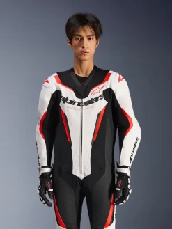 Alpinestars Gp Force V2 Leather Suit 1 Pc White/Black/Red Fluo> Motorpakken