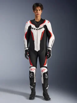 Alpinestars Gp Force V2 Leather Suit 1 Pc White/Black/Red Fluo><noscript><img width=
