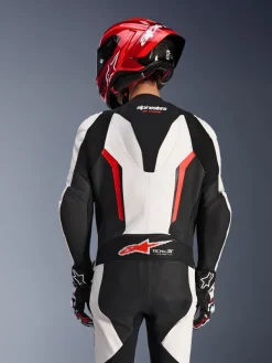 Alpinestars Gp Force V2 Leather Suit 1 Pc White/Black/Red Fluo><noscript><img width=