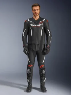 Alpinestars Gp Force V2 Leather Suit 2 Pc Racepak Black/White/Red Fluo><noscript><img width=
