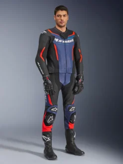Alpinestars Gp Force V2 Leather Suit 2 Pc Racepak Black/Blue/Red Fluo> Motorpakken