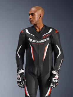 Alpinestars Gp Force V2 Leather Suit 1 Pc Black/White/Red Fluo><noscript><img width=
