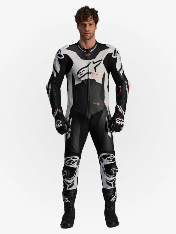 Alpinestars GP Plus V4 Sprint 1Pc Leather Suit Black White Red Fluo 1231> Motorpakken
