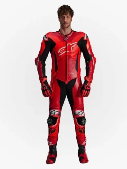 Alpinestars GP Plus V4 Sprint 1Pc Leather Suit Red Fluo Mid Red White 3087><noscript><img width=