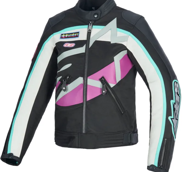 Alpinestars Idles Motorjas Black Off White Purple 1612> Motorjassen