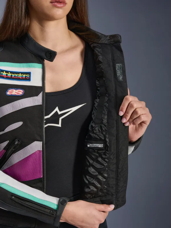Alpinestars Idles Motorjas Black Off White Purple 1612> Motorjassen