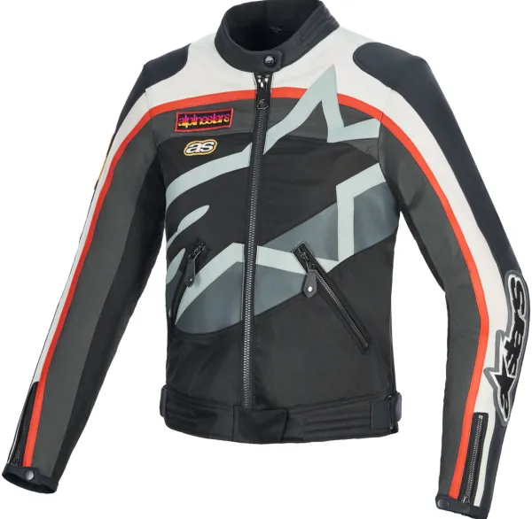 Alpinestars Idles Motorjas Off White Flame Red Black 2053> Motorjassen