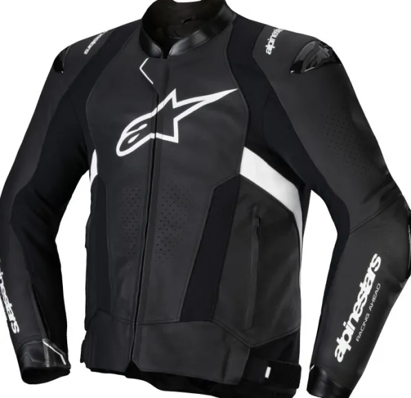 Alpinestars Missile V3 Leather Motorjas Black White 12> Motorjassen