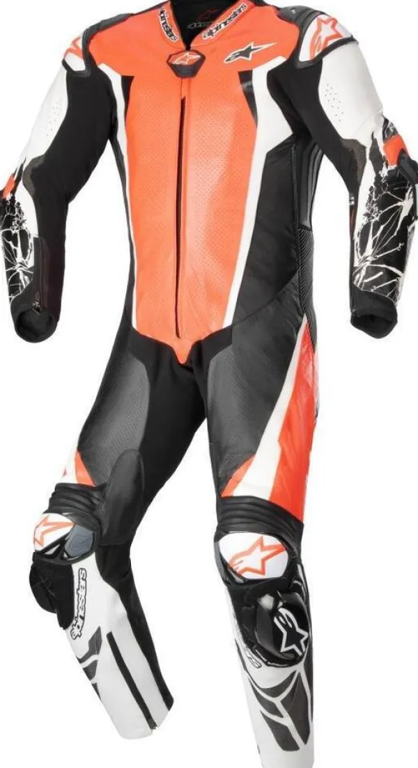 Alpinestars Racing Absolute V2 1 Pc Leather Suit Red Fluo White Black 3022> Motorpakken