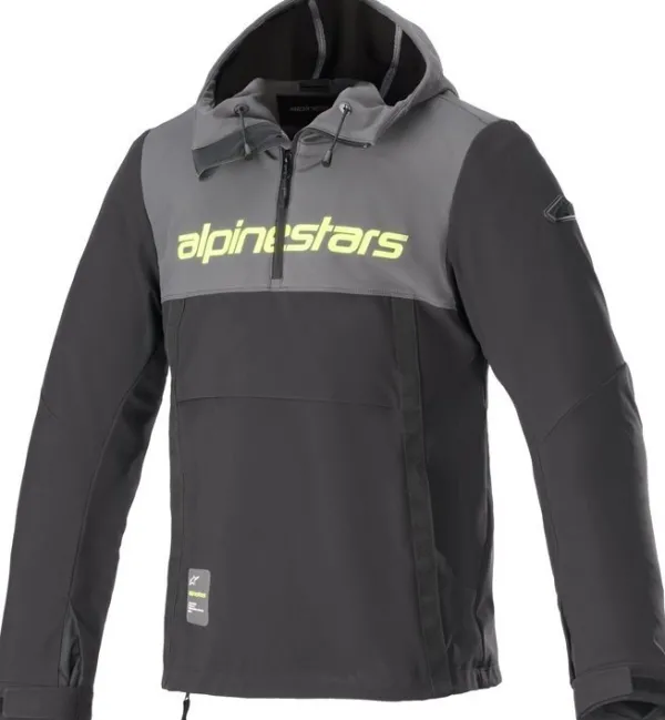Alpinestars Sherpa Motorhoodie Tar Gray Black Yellow Fluo 9151> Motorhoodies|Motorjassen