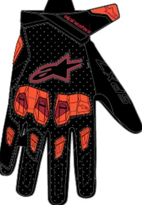Alpinestars Sp X 7 Gloves Black Dark Red Red Fluo 1487> Motorhandschoenen