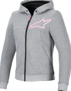 Alpinestars Stella Chrome V2 Motorhoodie Gray Heather/Pink Fluo 9197> Motorhoodies|Motorjassen
