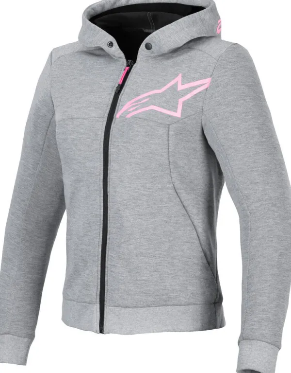 Alpinestars Stella Chrome V2 Motorhoodie Gray Heather/Pink Fluo 9197> Motorhoodies|Motorjassen