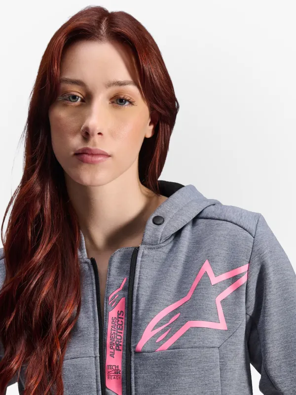 Alpinestars Stella Chrome V2 Motorhoodie Gray Heather/Pink Fluo 9197> Motorhoodies|Motorjassen