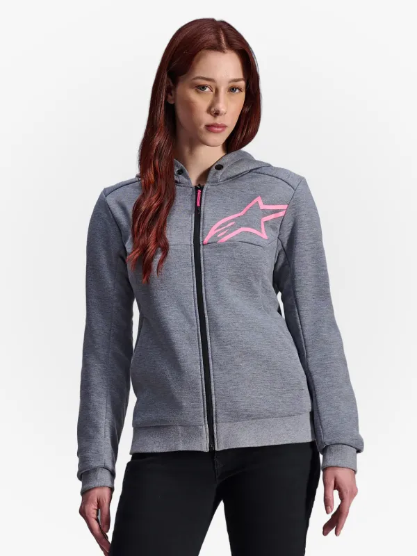 Alpinestars Stella Chrome V2 Motorhoodie Gray Heather/Pink Fluo 9197> Motorhoodies|Motorjassen