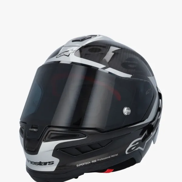 Alpinestars Supertech R10 Element Black Carb Silver Black Glossy> Integraalhelmen