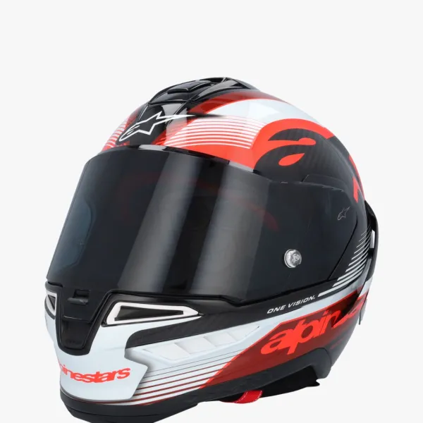 Alpinestars Supertech R10 Team Black Carbon Red White Glossy> Integraalhelmen|Carbon Helmen