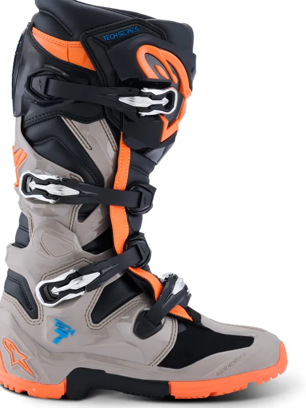 Alpinestars Tech 7 Enduro Black/Warm Gray/Orange Fluo>Heren Heren Motorlaarzen|Adventure Motorlaarzen
