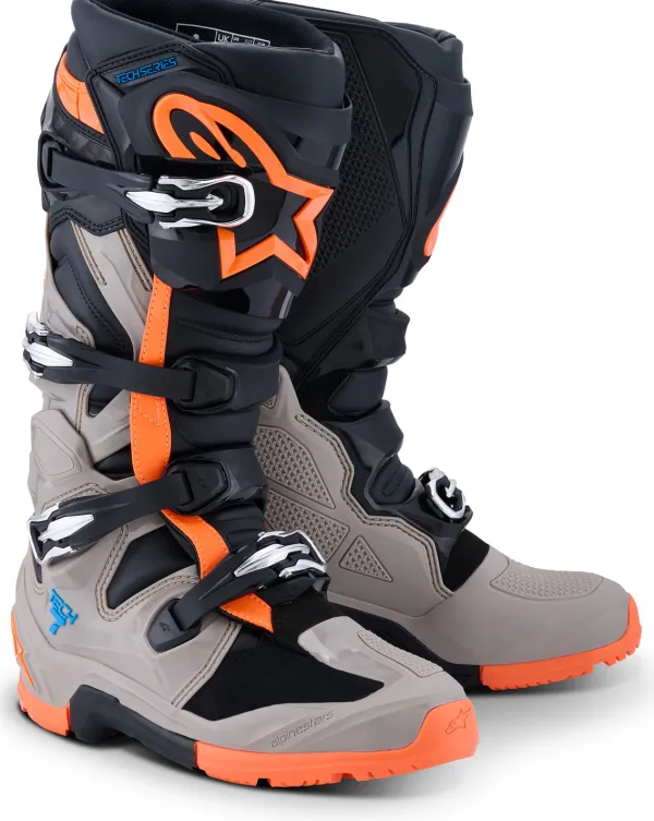 Alpinestars Tech 7 Enduro Black/Warm Gray/Orange Fluo>Heren Heren Motorlaarzen|Adventure Motorlaarzen