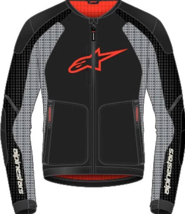Alpinestars Troop-Air Motorjas Black Ash Gray Bright Red 1087> Motorjassen
