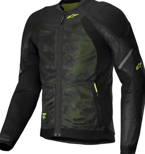 Alpinestars Troop-Air Motorjas Black Yellow Fluo 168> Motorjassen