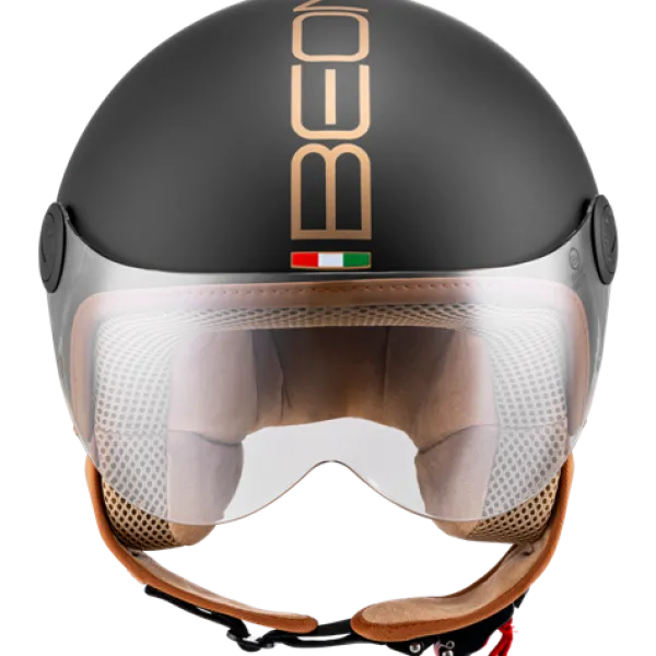 Beon Design Luxe Matzwart>DAMES Vespa Helmen|Jethelmen