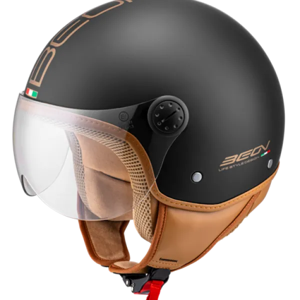 Beon Design Luxe Matzwart>DAMES Vespa Helmen|Jethelmen