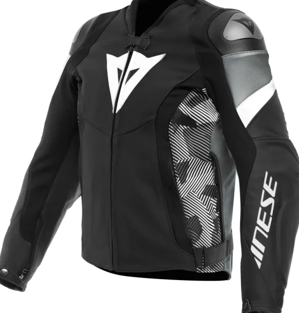 Dainese Avro 5 Leather Jacket Motorjas Black/White/Anthracite> Motorjassen