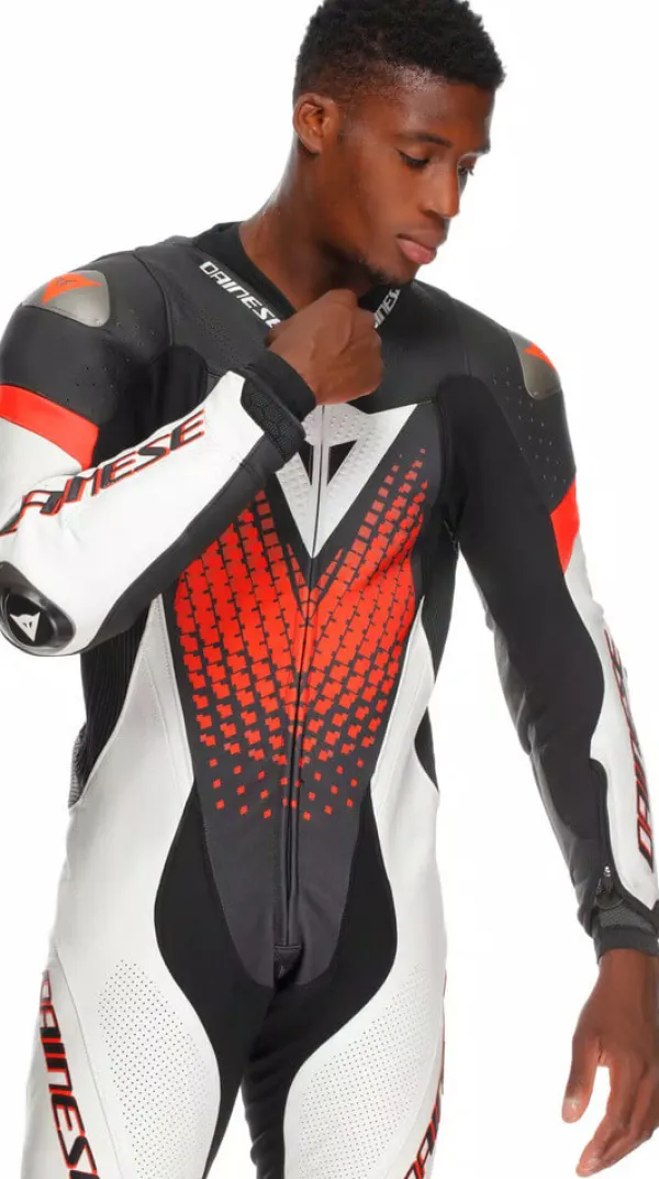 Dainese Laguna Seca 6 1Pc Suit Perforated Black/White/Red-Fluo N32> Motorpakken