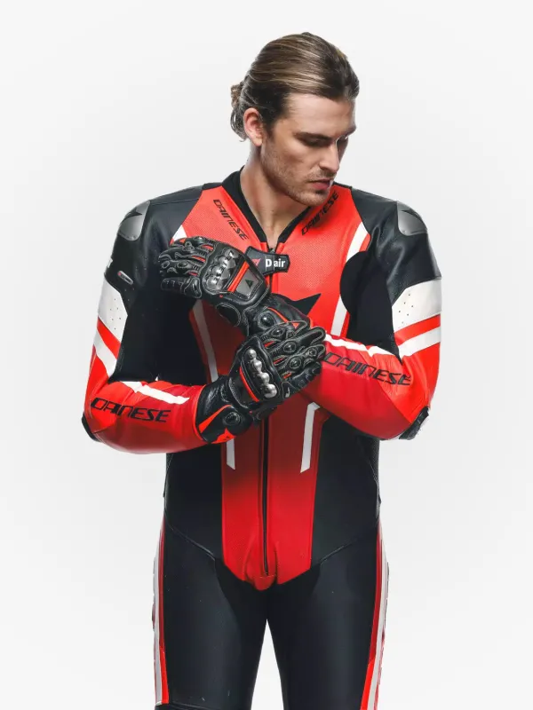 Dainese Misano 3 Perforated D-Air 1Pc Leather Suit Black/Red/Fluo-Red> Motorpakken