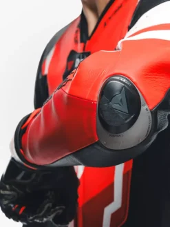 Dainese Misano 3 Perforated D-Air 1Pc Leather Suit Black/Red/Fluo-Red><noscript><img width=