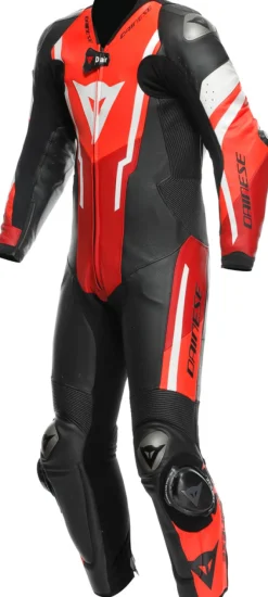 Dainese Misano 3 Perforated D-Air 1Pc Leather Suit Black/Red/Fluo-Red><noscript><img width=